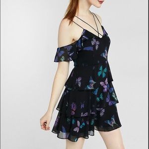 EXPRESS BLACK RUFFLE BUTTERFLY DRESS